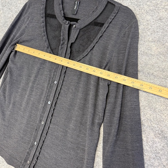 MarcCain Gray Women’s Virgin Wool Blend Lace Detail Cardigan Size 6 - Picture 9 of 14